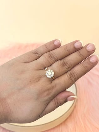 Smitam Jewels Gulika Revolving Ring Flower Nano Stone Adjustable Spinner Ring