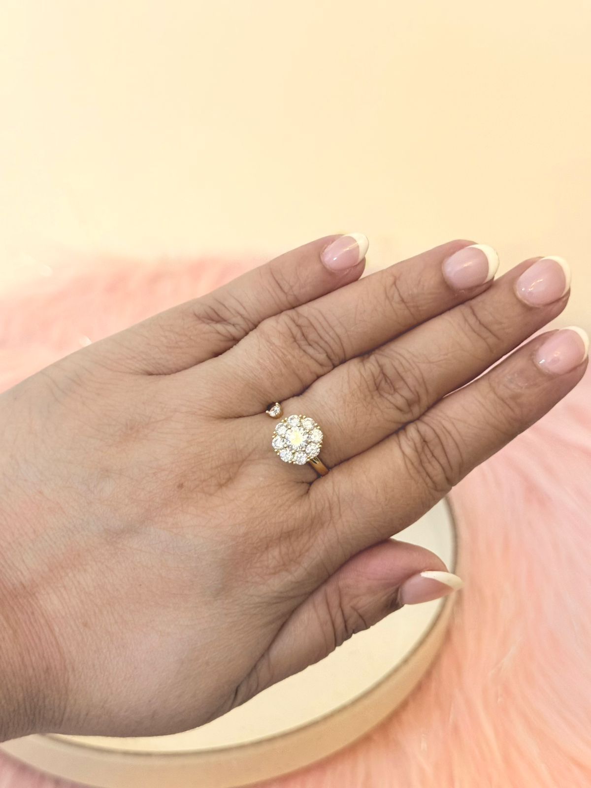 Smitam Jewels Gulika Revolving Ring Flower Nano Stone Adjustable Spinner Ring