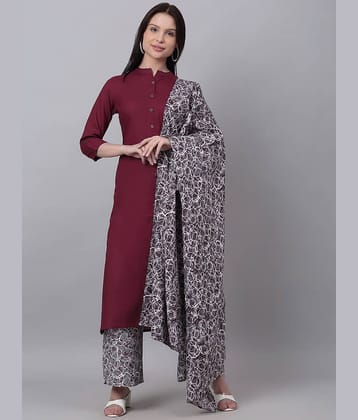 Doriya - Maroon Straight Rayon Women's Stitched Salwar Suit ( Pack of 1 )