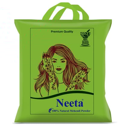 Neeta 100% Natural Mehendi Powder for Hair Colour 500g, Pure Rajasthani Henna Powder with GI Tag for Hair, Hands & Feet, Rich Brown Shades