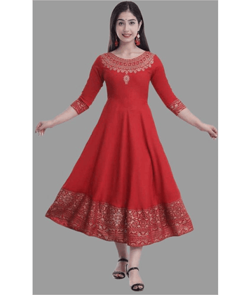 SIPET - Red Rayon Women's Anarkali Kurti ( Pack of 1 )