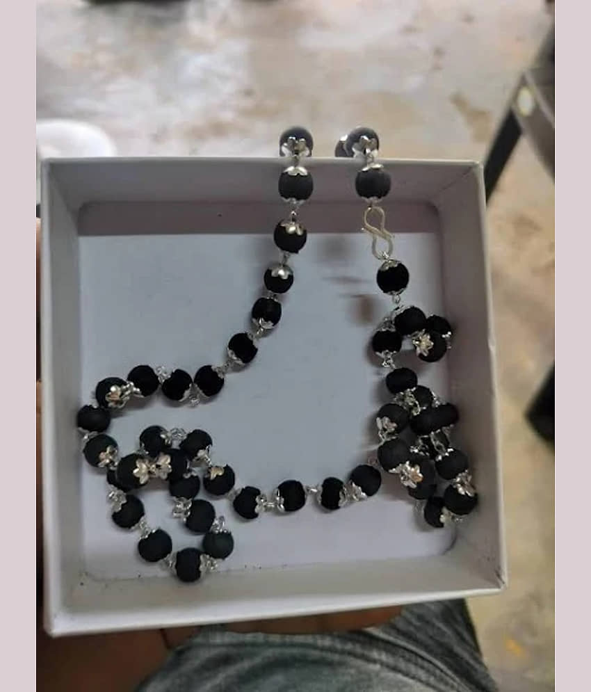 DvR ClicK Kali Silver Plated Karungali Mala ( Pack of 1 )