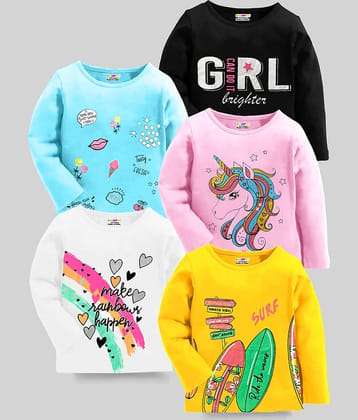 Kuchipoo Pack of 5 Girls Cotton Blend T-Shirt ( Multicolor4 )