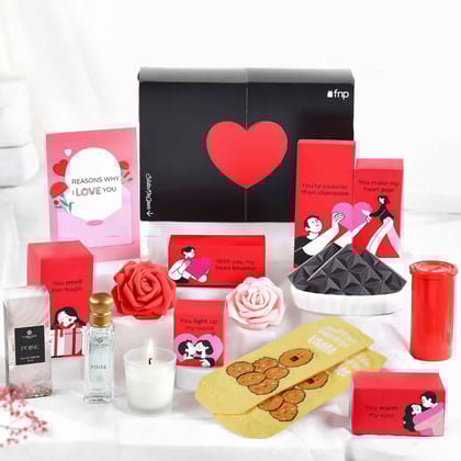 FNP Valentines Day Gift Hamper - Carlton London Perfume with Chocolates - Keepsakes, Treats & Surprise Box - Valentine Gift