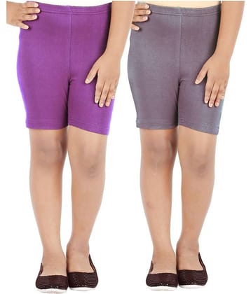 LULA Pack of 2 Girls Cotton Blend Cycling Shorts ( Multicolor )