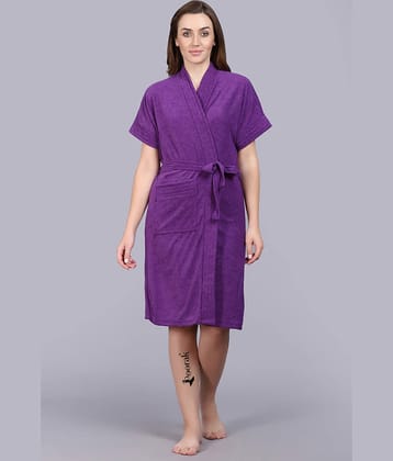 Poorak Purple Free Size Bathrobe ( Pack of 1 )
