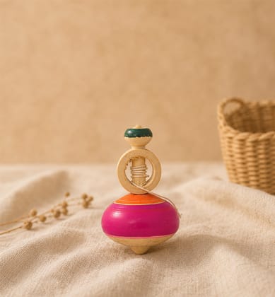 Handcrafted Lacquerware Wooden Lattu With Thread Detail