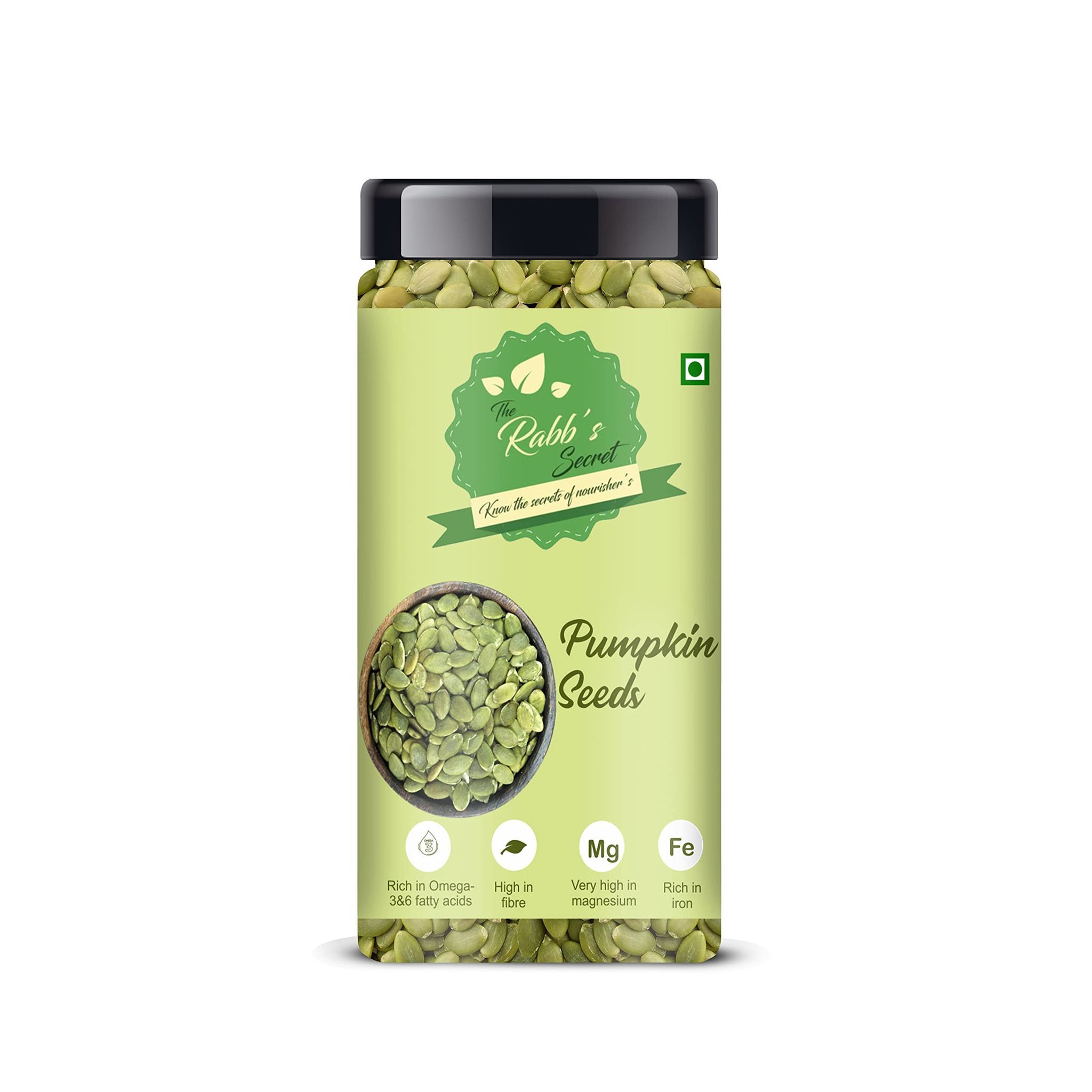 The Rabb's Secret Raw Pumpkin Seeds Jar for eating 150 gm- AAA Grade |Protein Rich Superfood| (Pumpkin Seeds, 150gm)