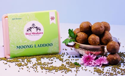 DESI MITAHARA's Moong Ladoo - Made with Moong Dal, Jaggery & Cow Ghee - Traditional Indian Sweet - Healthy, Nutritious Snack - 480g Pack - No Artificial Colours - Suitable for All Ages DESI MITAHARA's Moong Ladoo - Made with Moong Dal, Jaggery & Cow Ghee - Traditional Indian Sweet - Healthy, Nutritious Snack - 480g Pack - No Artificial Colours - Suitable for All Ages