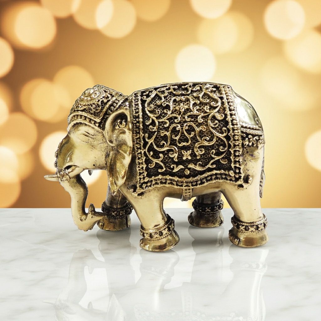 Handcrafted Brass Elephant Statue | Luxury Home Decor Showpiece, Height : 3 Inch (BSMAS1707 M)