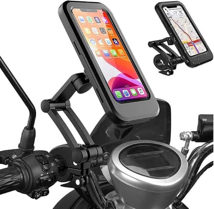 Bike/Scooty Mobile Stand, Waterproof Cell Phone Mount Holder, Universal Bike-Cycle Handlebar Sensitive Touch Screen, Fit 4-7.2 Inches All Smartphones Adjustable 360° Rotation Phone Case with TPU Bike/Scooty Mobile Stand, Waterproof Cell Phone Mount Holde