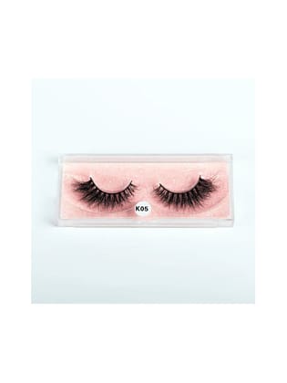 BOBI False Eyelash, Eye Makeup Lash 5D Kliche Long Natural Eyelashes |15mm Soft, Comfortable, Non-irritating, Lightweight & Reusable For Women (K05) - 1 Pair