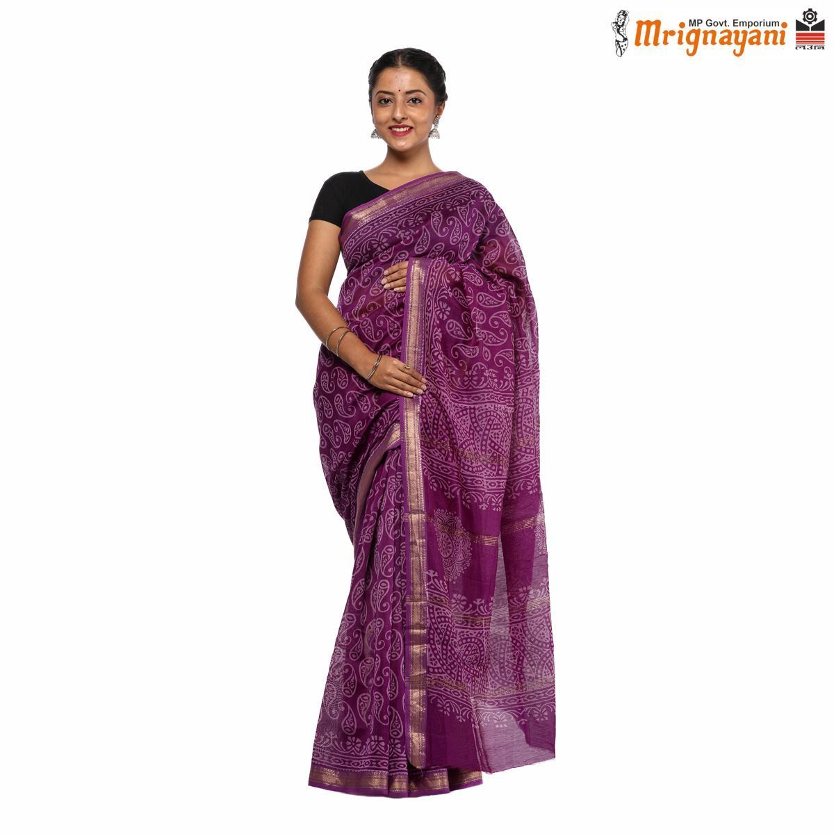 HANDLOOM MAHESHWARI SILK SAREE WITH BLOUSE (SKU - 3I0102170522, SAREE-1052)