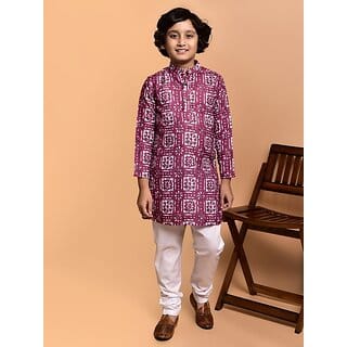 PrintCultr Boys Festive & Party Kurta and Pyjama Set (Pink)