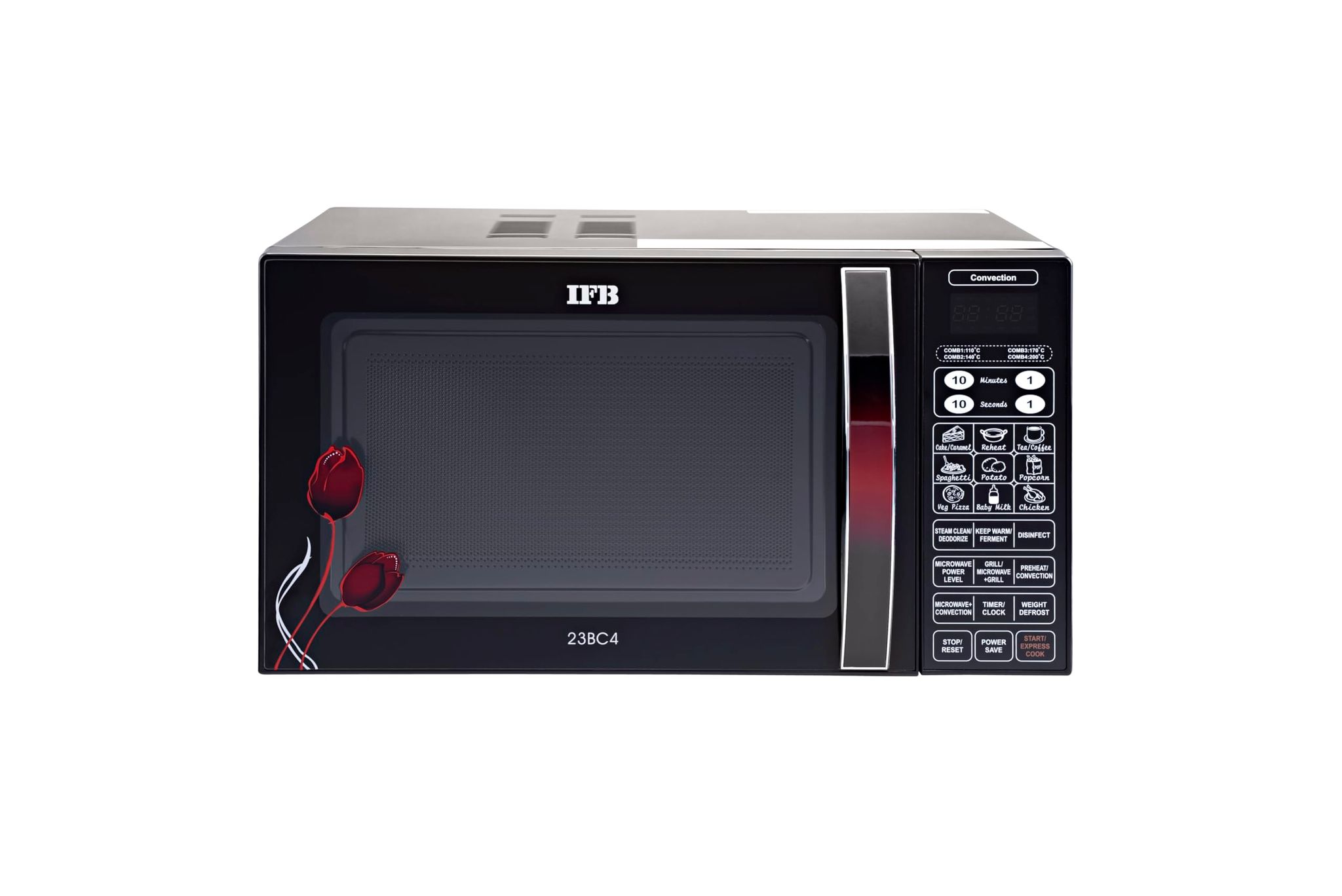 IFB 23 L Convection Microwave Oven (23BC4, Black+Floral Design) IFB 23 L Convection Microwave Oven (23BC4, Black+Floral Design) - Black / 23L