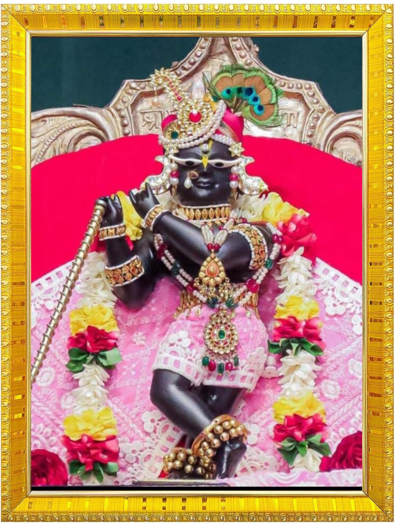 NOKKES Radha Raman Vrindavan Radha Raman Thakur Ji Photo Frames Religious Photo frame 5X7 Inch Photo Frame_QWW16
