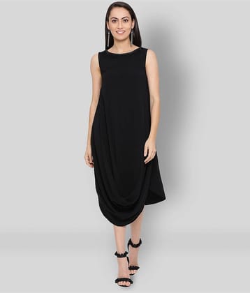 ALL WAYS YOU Women Polyester Solid Fit & Flare Dress ( Black )