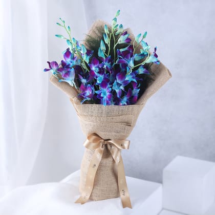 Blue Orchids Beautifully Tied Bunches