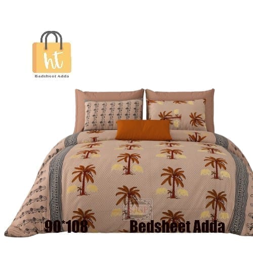 3001-Hometrade India-Standard King Size (90*108 Inches)-Pure Cotton Jaipuri Double Bedsheet With Matching Pillow Cover
