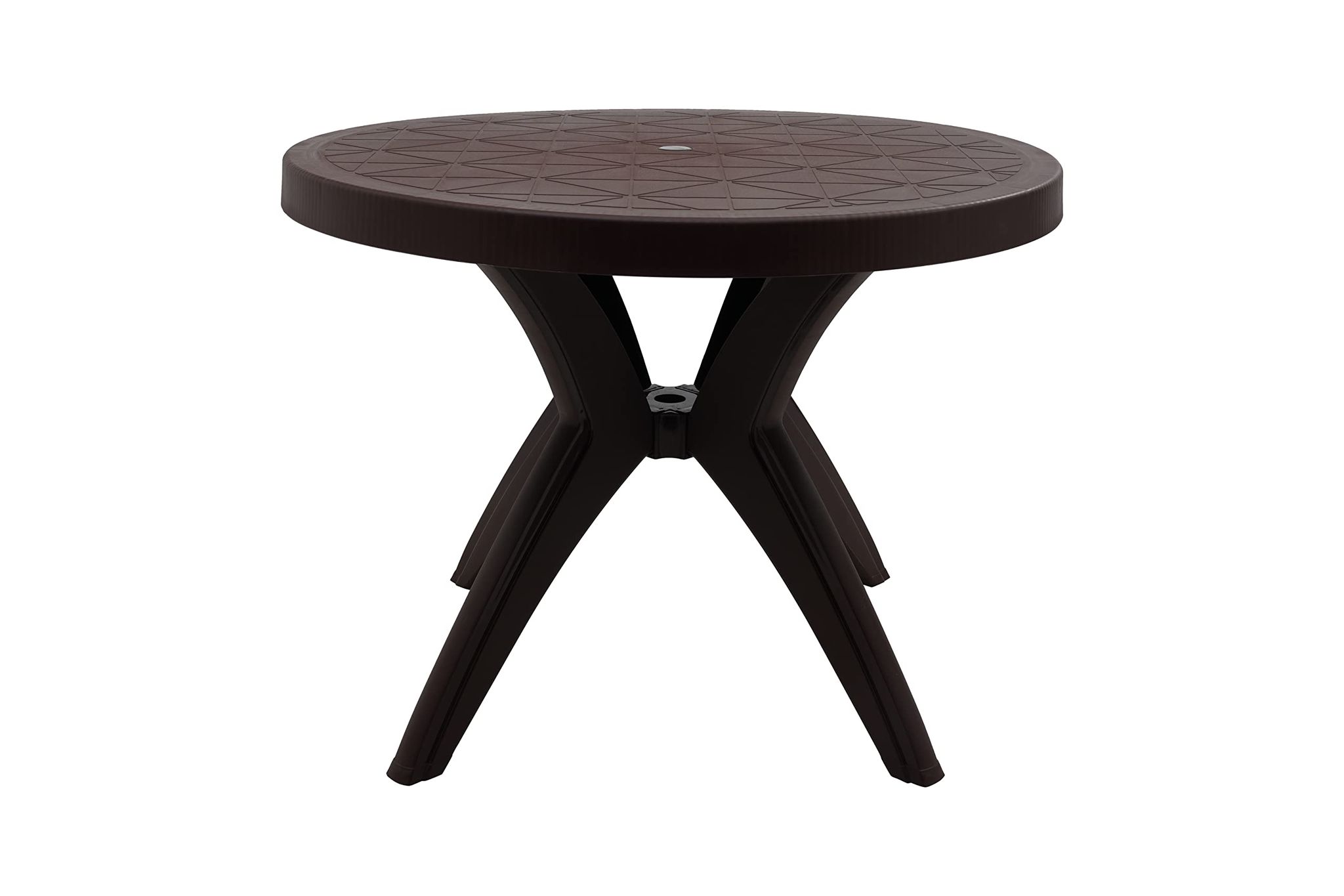 Supreme Furniture Marcus Plastic Matt Finish Round Dining Table with Cross Legs Design for Dining Room/Garden/Cafe and Restaurants