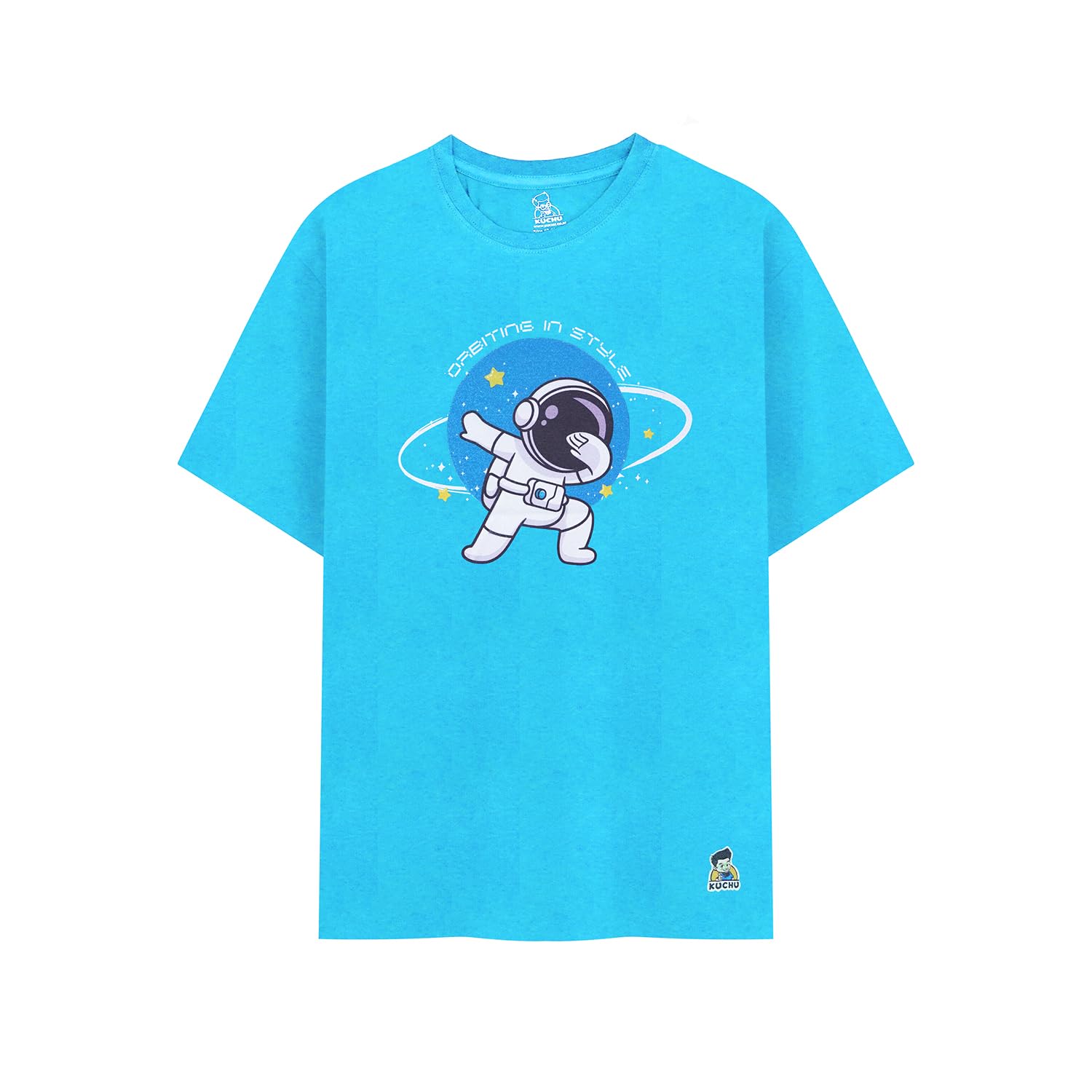 KUCHU Kids’ Unisex T-Shirt “Orbiting” Digital Print | Soft Cotton-Modal Blend | Breathable, Lightweight & Durable Casual Wear for Boys & Girls | Ideal for Everyday Comfort
