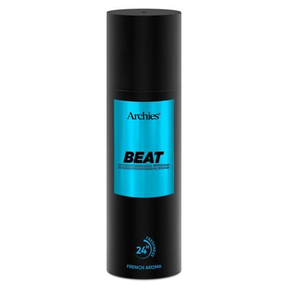 Archies BEAT Deodorant For Men 200 ML | Day & Office Wear 24Hrs. Long Lasting Deo with Notes of Cashmere Wood & Amber | Luxury Fragrance with 10% Perfume Oil Concentrates | French Aroma | 24 Hours Freshness