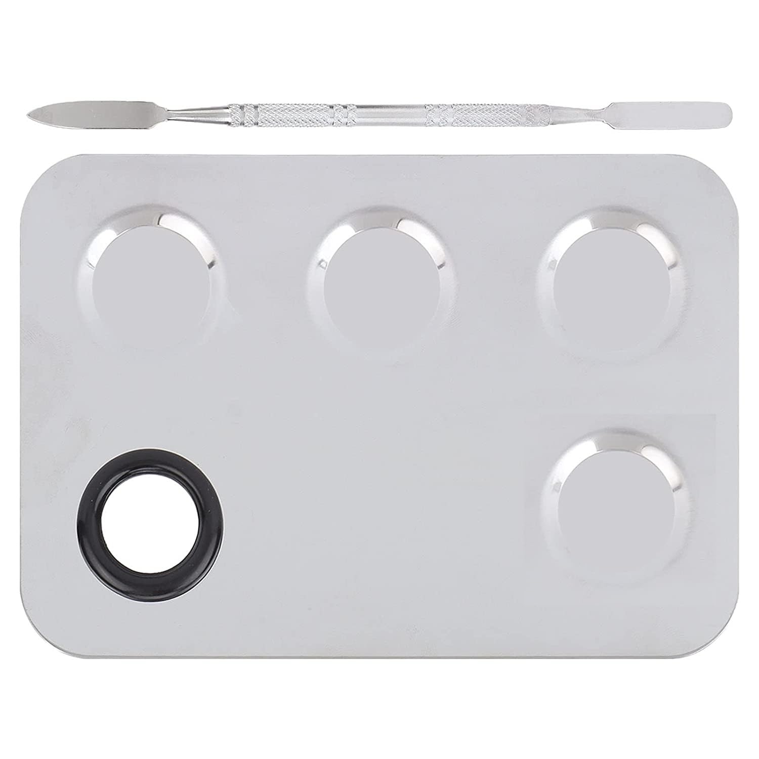 Elecsera Mixing Palette Stainless Steel Finger Ring Plate for Makeup ()