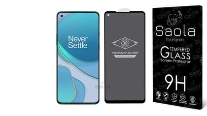 Saola Ultra Privacy Tempered Glass For Oneplus 9R Smartphone(Pack Of 1)With Free Installation Kit(In-Screen Fingerprint Lock Will Not Work With The Privacy Guard Because Of It'S Spy Coating)6.55 Inch Saola Ultra Privacy Tempered Glass For Oneplus 9R Smar