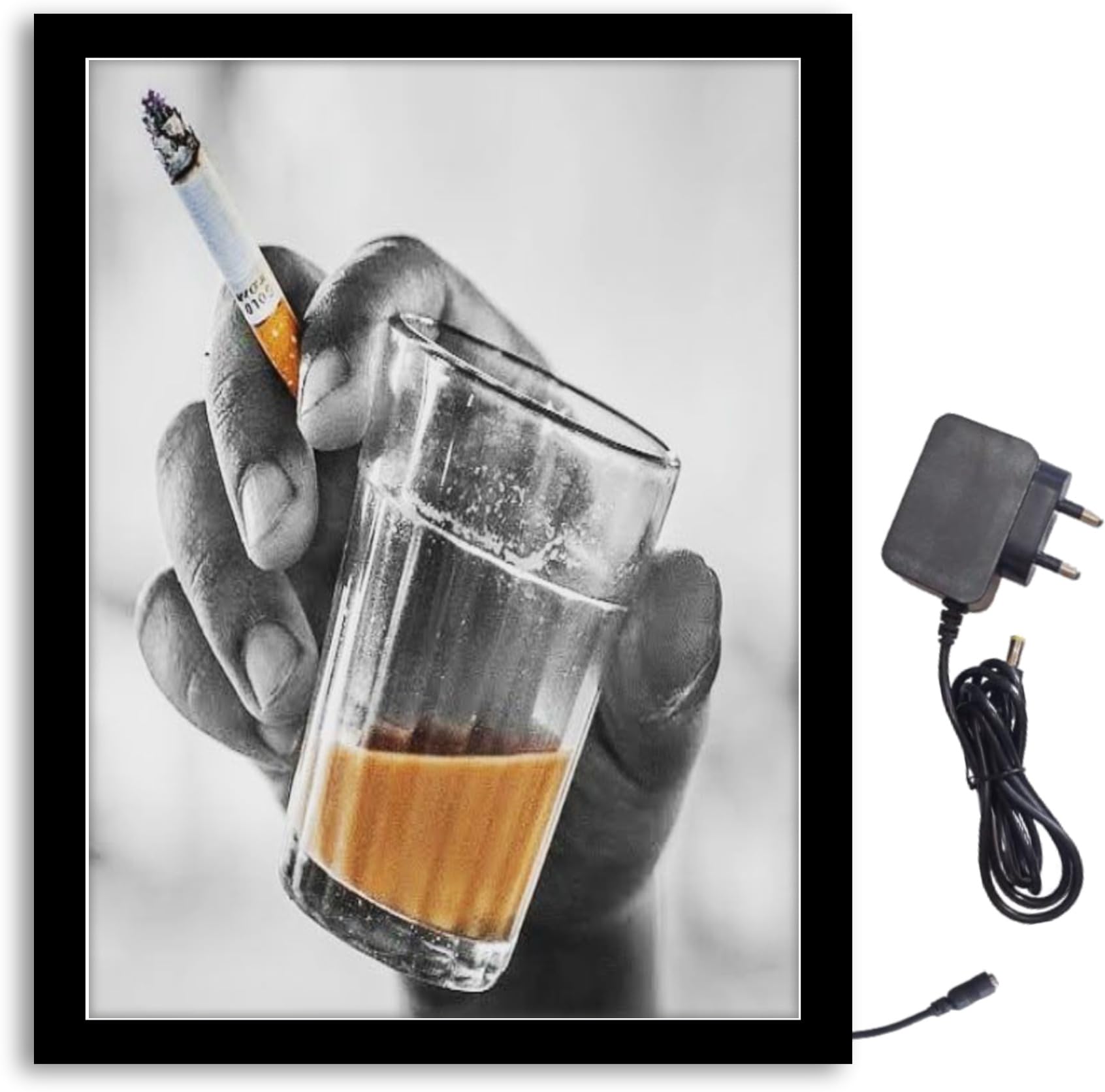 NOKKES Chai With Suta Lover Light Photo Frame 8X10 inch Led Light photo Frame With Light Adaptor Led Light Photo Frame Black Color Photo Frame_AQW158