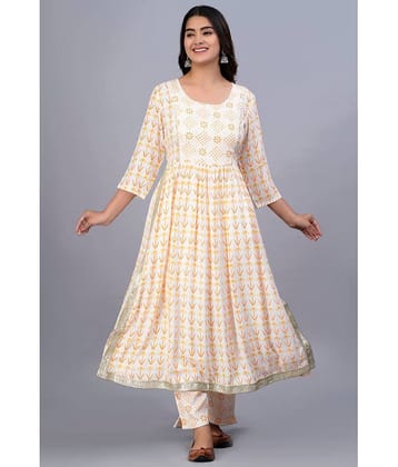 Smien - Yellow Straight Cotton Women's Stitched Salwar Suit ( Pack of 1 )