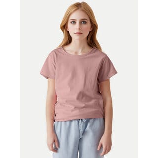 Girls Peach Crew neck T-shirt