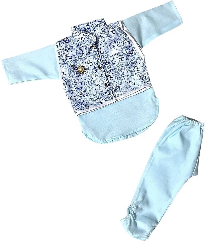 The Creators Boys Cotton Blend Solid - Pattern Kurta Pant Set ( Light Pink , Pack of 1 )