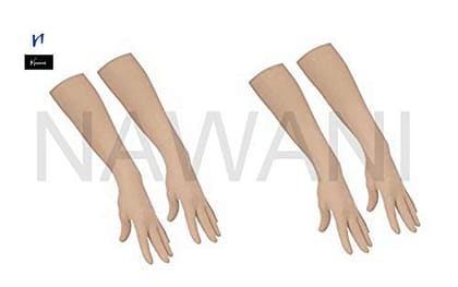 Nawani Cotton Full Hand Sun Protection Cover Gloves (Beige) - Set of 2 Pairs