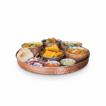 Hammered Copper Thali Serving Set
