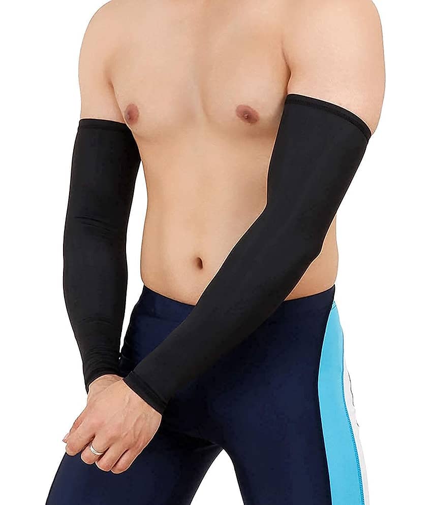 Mahek Accessories - Black Self Design Riding Sleeves ( Single Set )