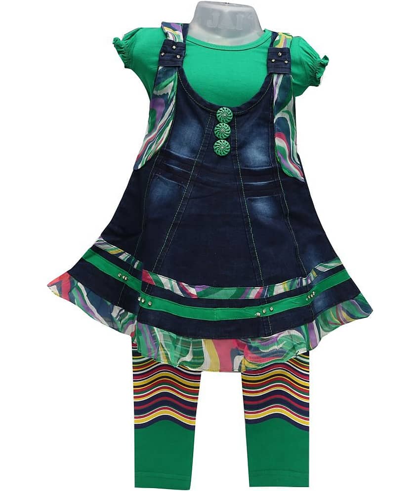 Zadmus Baby Girls Denim Dresses ( Green )