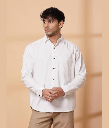 Rigo Cotton Blend Oversized Fit Solids Full Sleeves Men's Casual Shirt - White ( Pack of 1 )