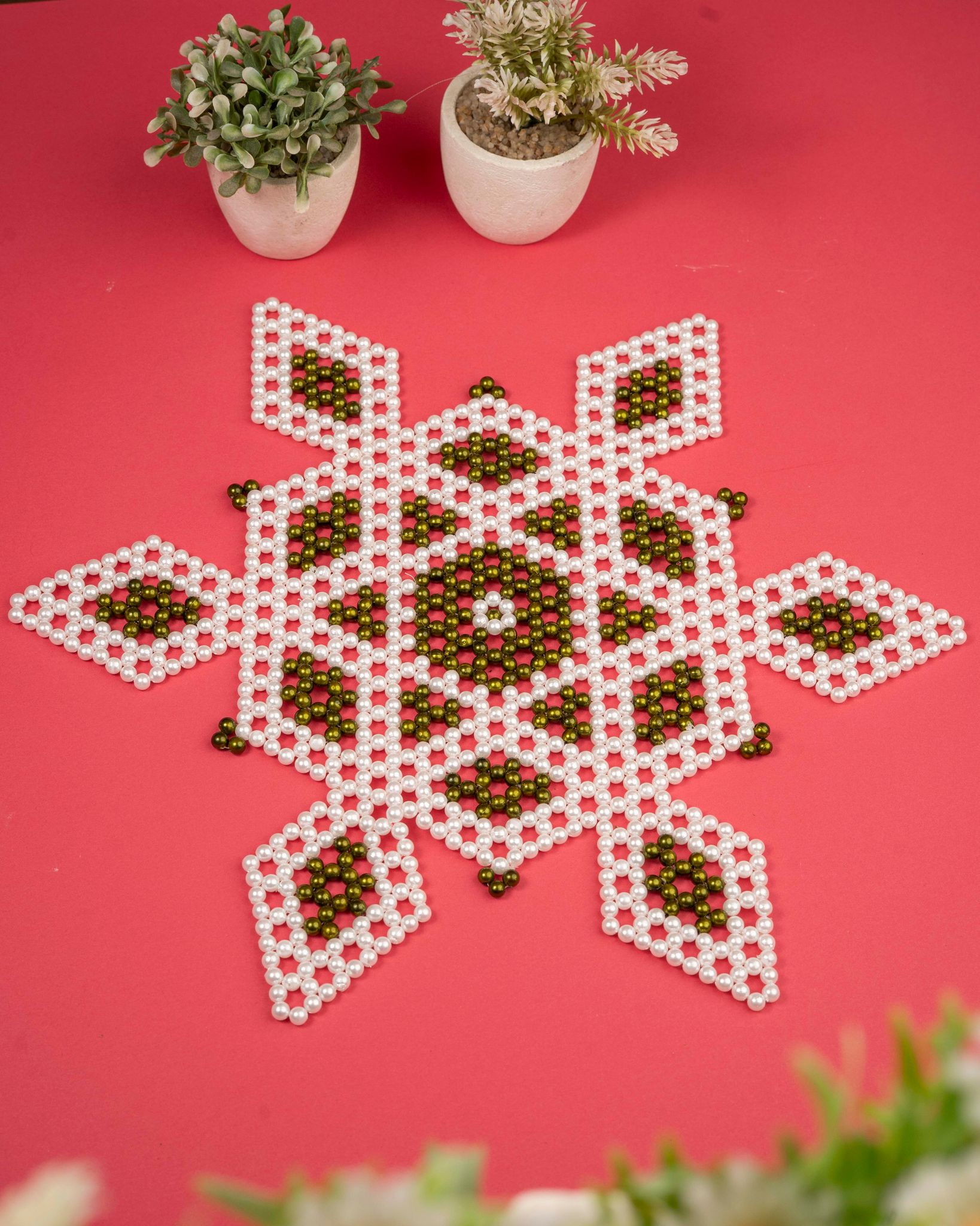 Handcrafted Pearl Rangoli | Traditional Festive & Pooja Home Décor