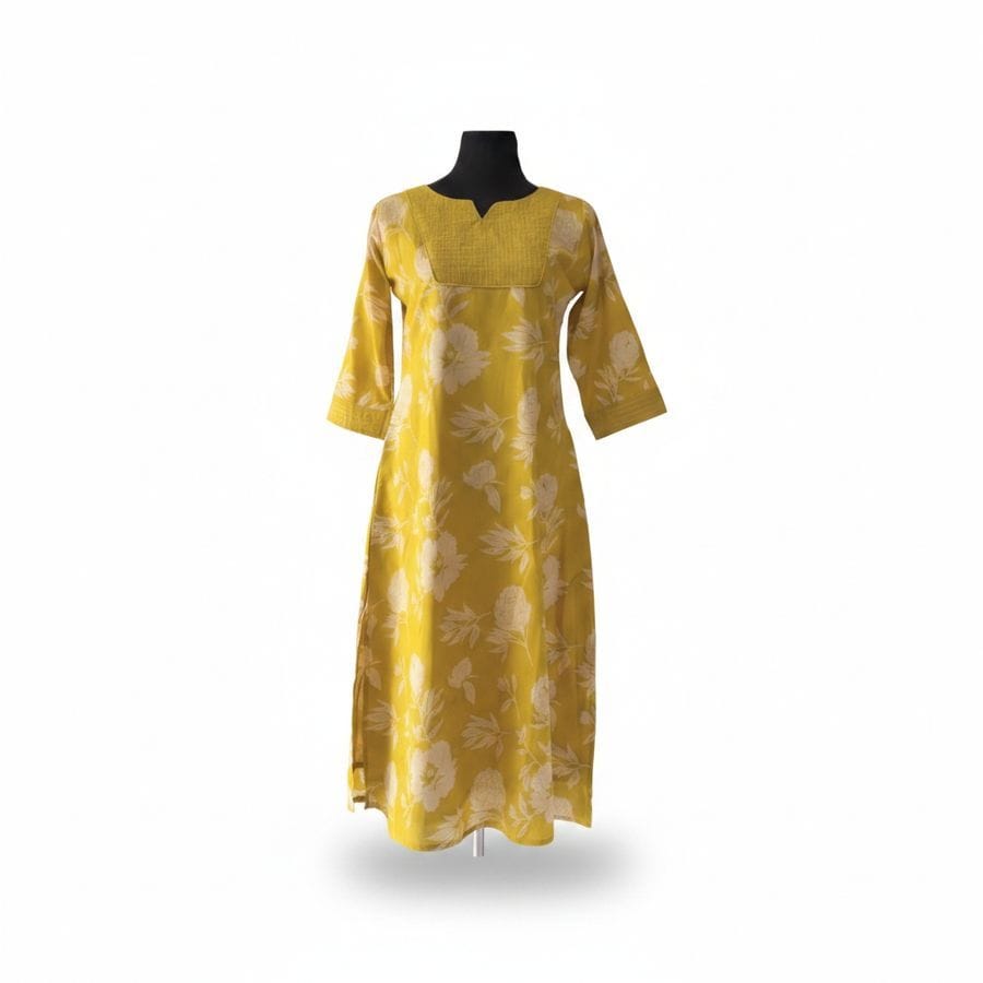 Yellow Floral Print Kurti