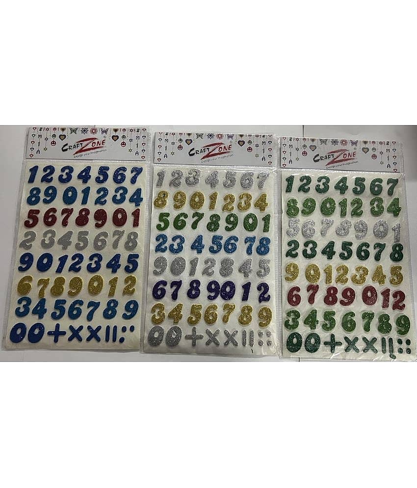 Eclet Eva Foam Glitter Numerics/Numbers/123 Self Adhesive Stickers for Kids, Children Learning or Art & Craft(Set of 3)