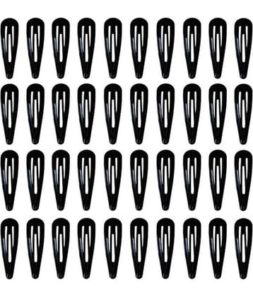 KTU 40 pcs Black Barrettes Small Snap Clip Size 30 mm(Small) Women Metal Hair Clips Accessories Water Drop Female Hair Clips