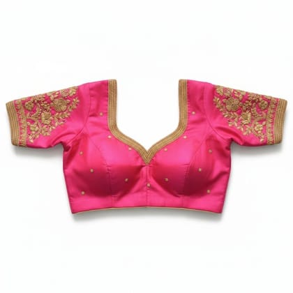 Pink Embroidered Silk Blouse