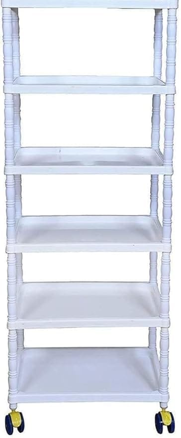 6 Shelves Storage Clothes Storage Rack Quick Wardrobe/Cabinet/Multipurpose Storage Rack, Foldable, Collapsible Fabric Wardrobe Organizer with Wheels White (6-Layer)