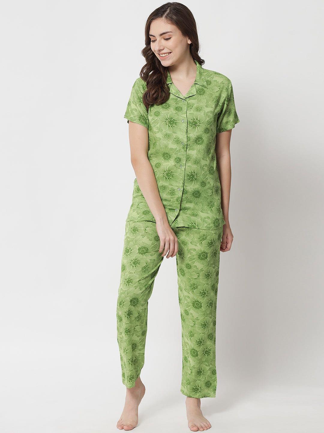 Klamotten Women's Printed Rayon Nightsuit N77Gs