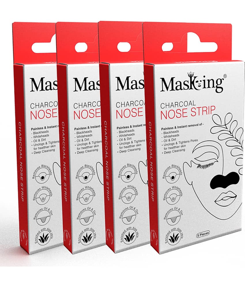 Masking Charcoal Nose Strip - Blackhead  Removal Nose Strip (20 Strips) Cleanser 100 mL Pack of 4