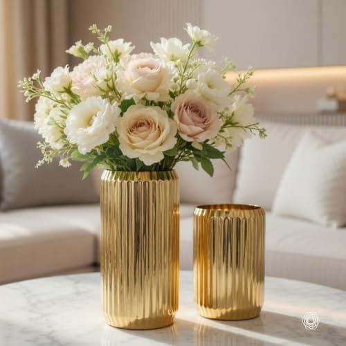 Vase Set, Golden - Set of 2