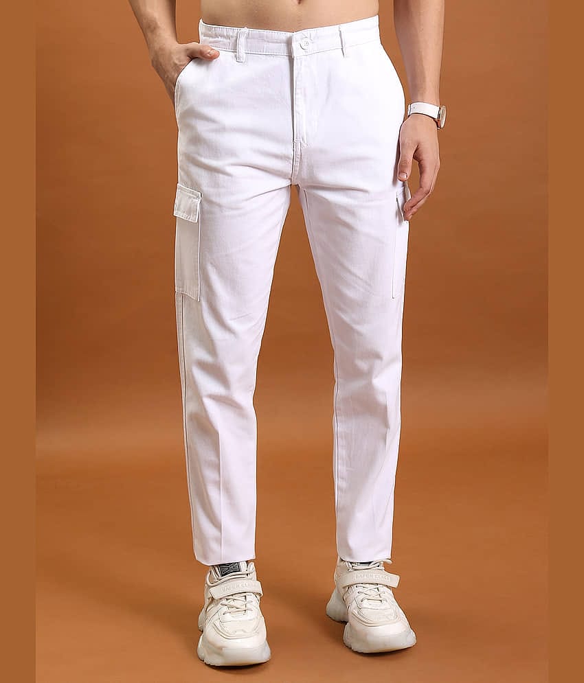 Highlander Regular Flat Men's Cargos - White ( Pack of 1 )