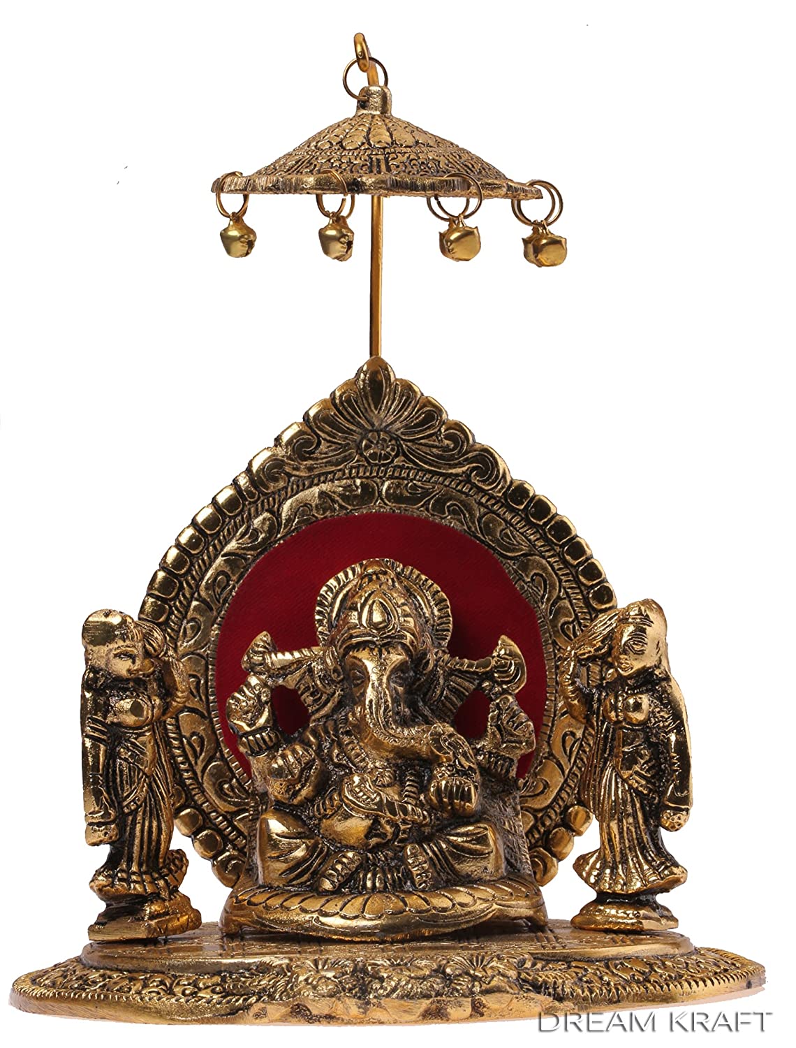 DreamKraft Metal Lord Ganesh Idol, Standard, Gold