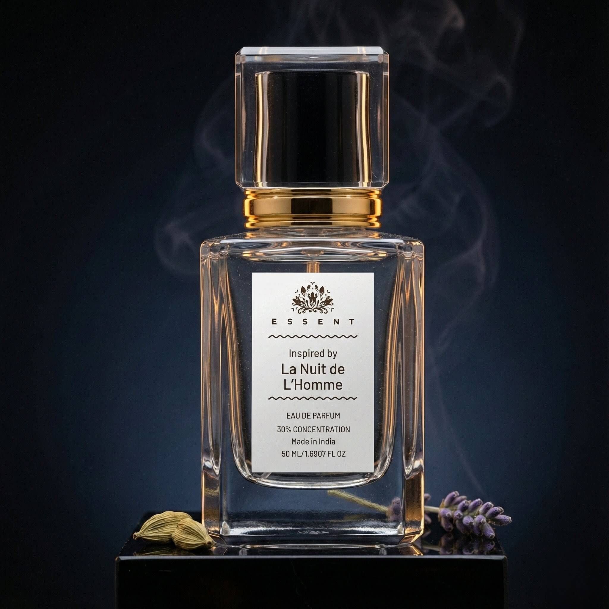 Essent Perfumes La Nuit de L’Homme Eau de Parfum (EDP) – Warm Spicy Cardamom Woody Long Lasting Perfume – Men’s Fragrance