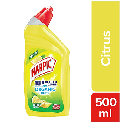 Harpic Organic Active Disinfectant Toilet Cleaner Liquid, Citrus, 500 Ml